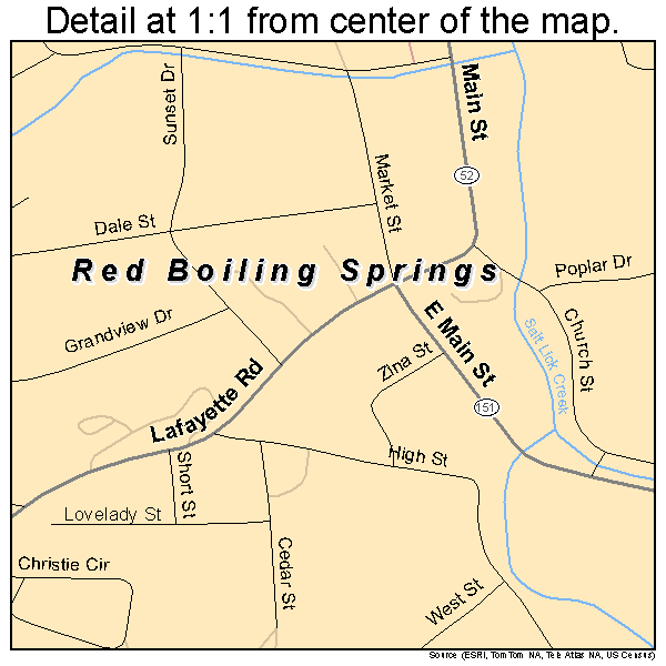 Red Boiling Springs, Tennessee road map detail