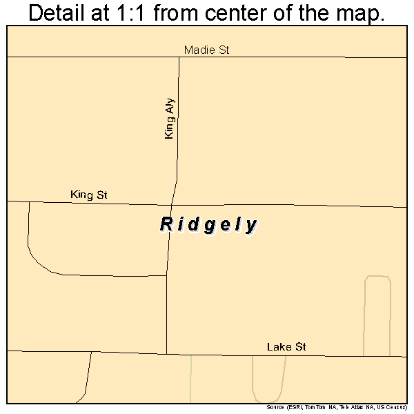 Ridgely, Tennessee road map detail