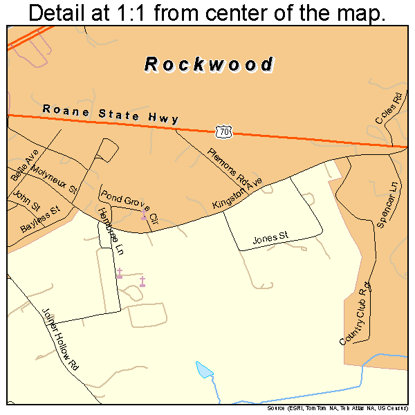 Rockwood, Tennessee road map detail