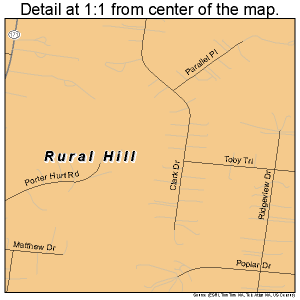 Rural Hill, Tennessee road map detail
