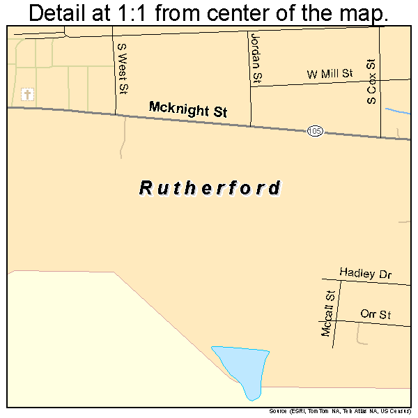 Rutherford, Tennessee road map detail