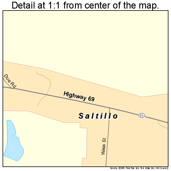 Saltillo, Tennessee road map detail