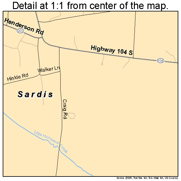 Sardis, Tennessee road map detail