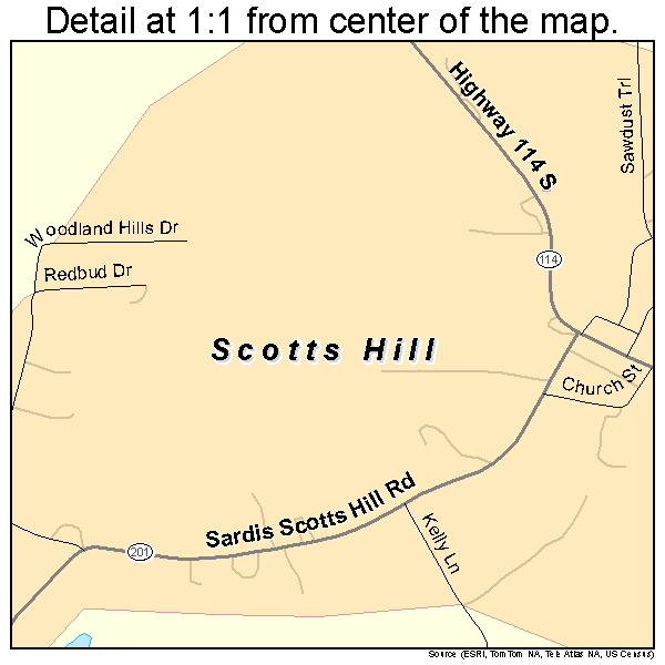 Scotts Hill, Tennessee road map detail