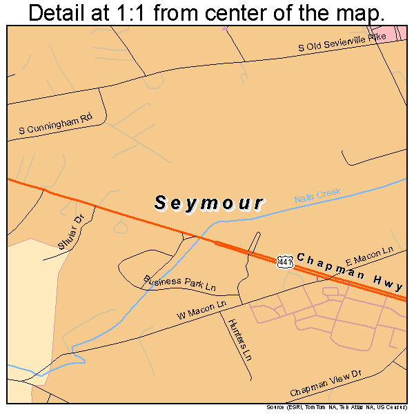 Seymour, Tennessee road map detail