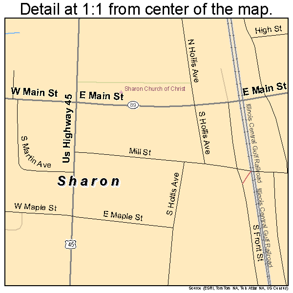 Sharon, Tennessee road map detail