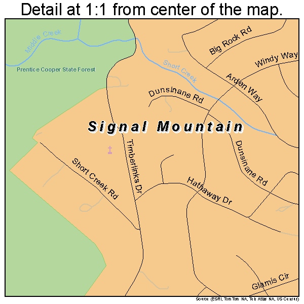 Signal Mountain, Tennessee road map detail