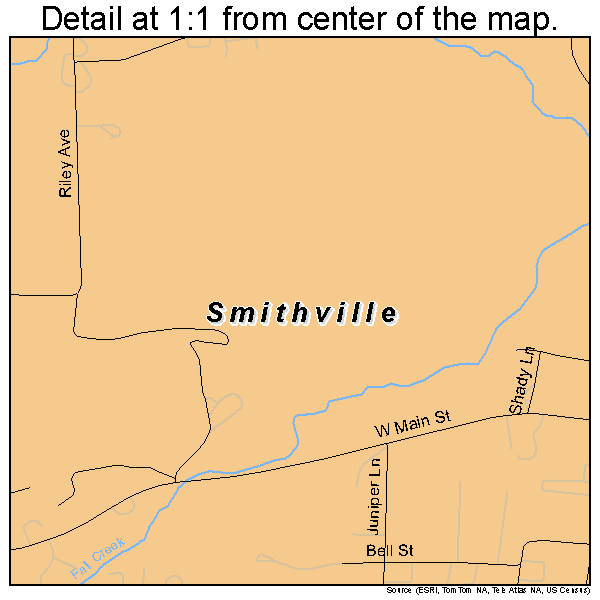 Smithville, Tennessee road map detail