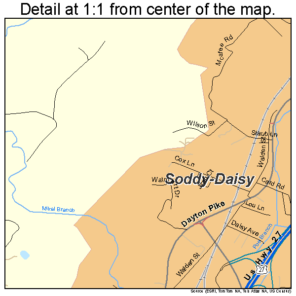 Soddy-Daisy, Tennessee road map detail