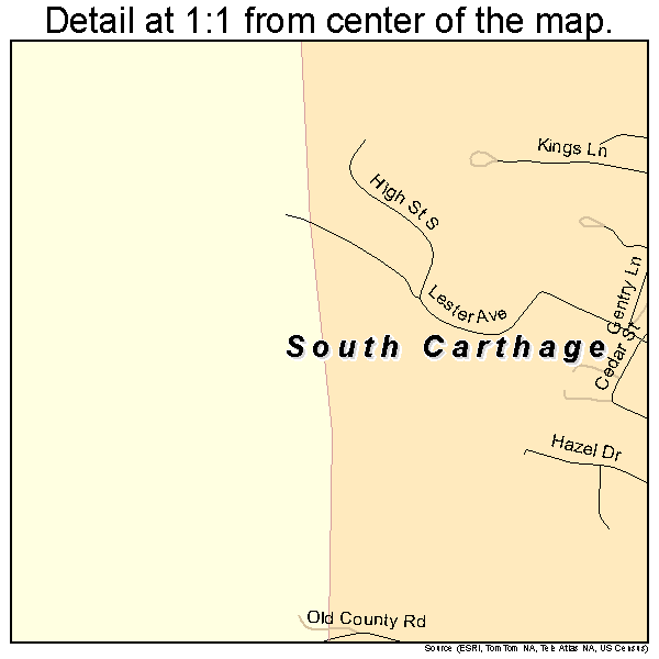 South Carthage, Tennessee road map detail