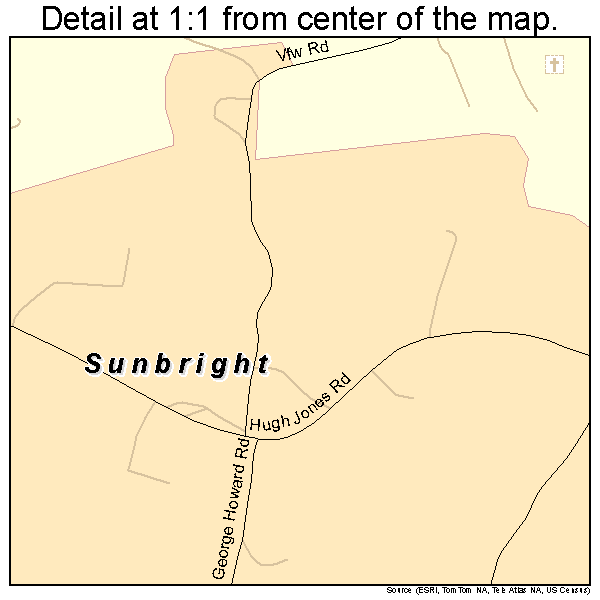 Sunbright, Tennessee road map detail