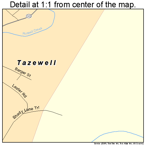 Tazewell, Tennessee road map detail