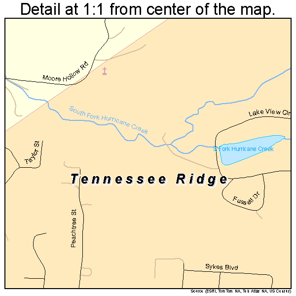 Tennessee Ridge, Tennessee road map detail