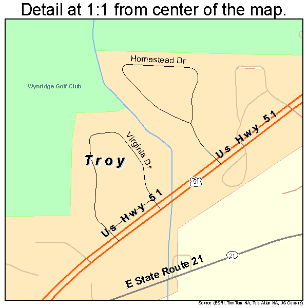 Troy, Tennessee road map detail