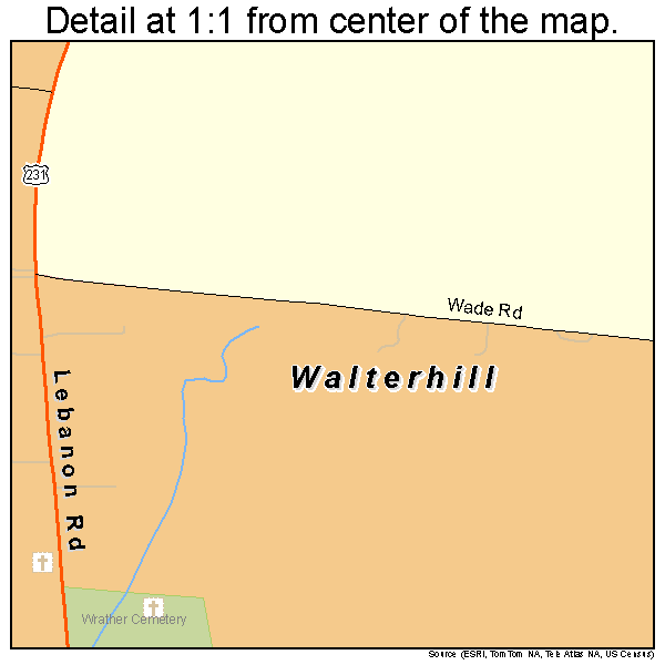 Walterhill, Tennessee road map detail