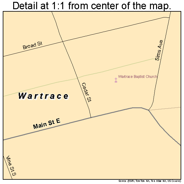 Wartrace, Tennessee road map detail