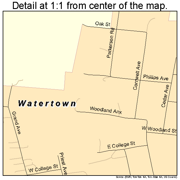 Watertown, Tennessee road map detail