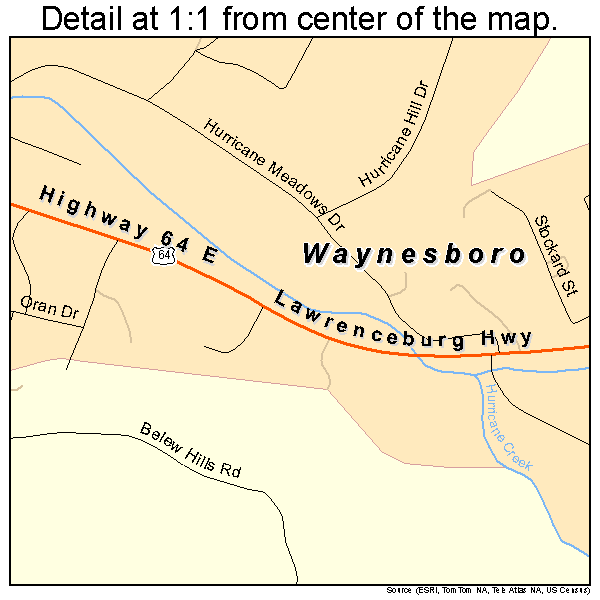 Waynesboro, Tennessee road map detail