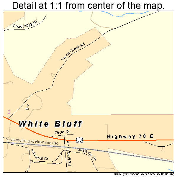 White Bluff, Tennessee road map detail