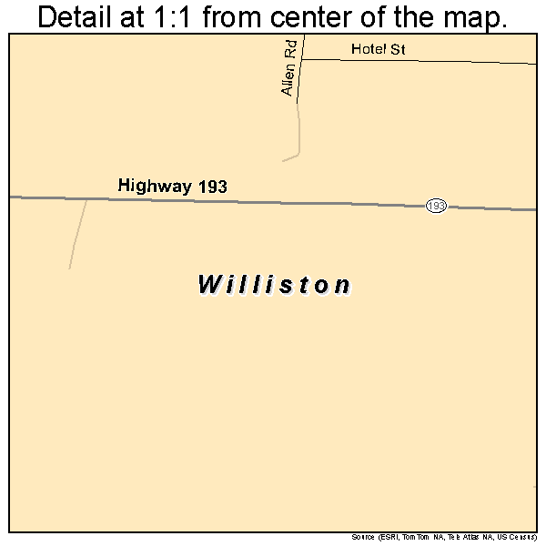 Williston, Tennessee road map detail