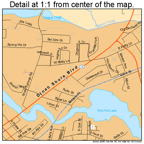 Winchester, Tennessee road map detail