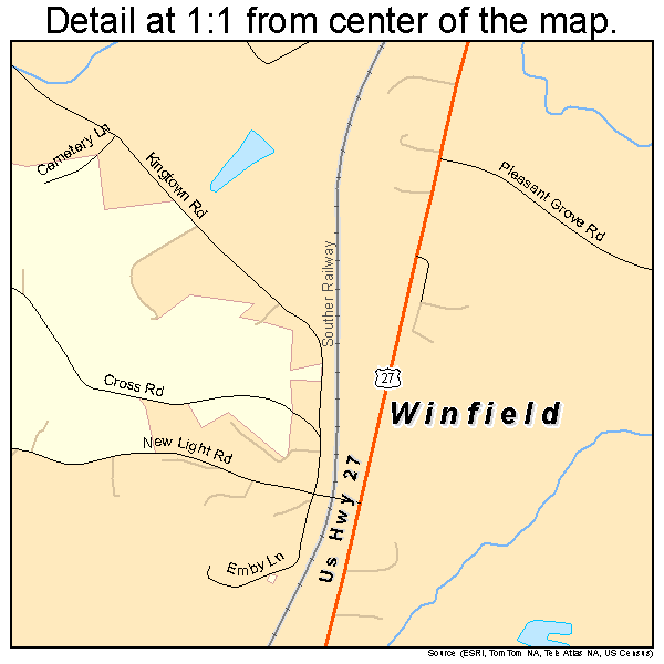 Winfield, Tennessee road map detail