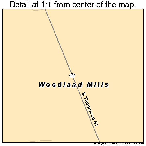 Woodland Mills, Tennessee road map detail