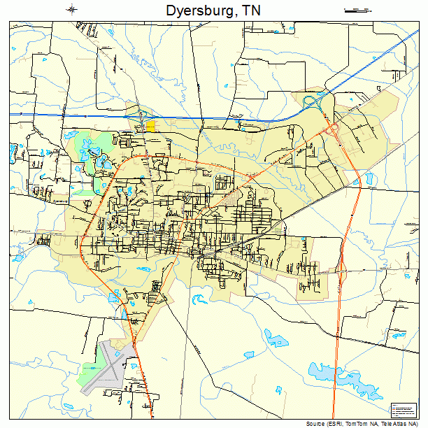 Dyersburg, TN street map