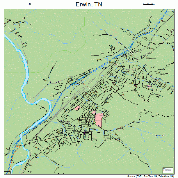 Erwin, TN street map