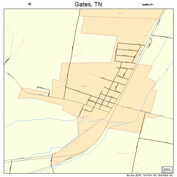 Gates, TN street map