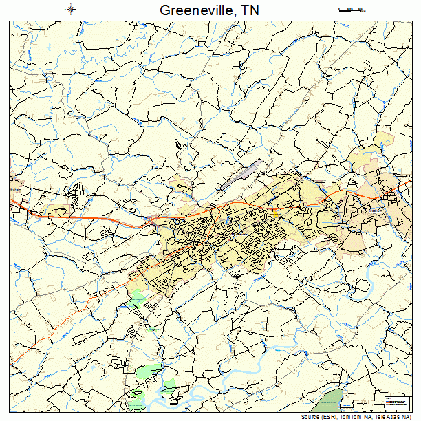 Greeneville, TN street map