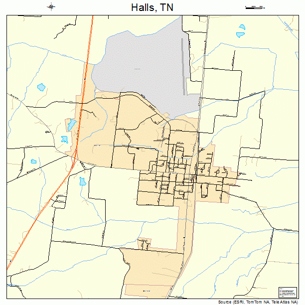 Halls, TN street map