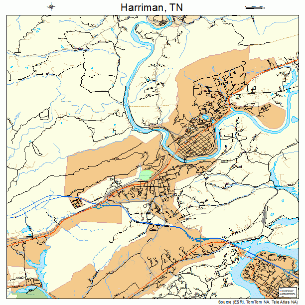 Harriman, TN street map