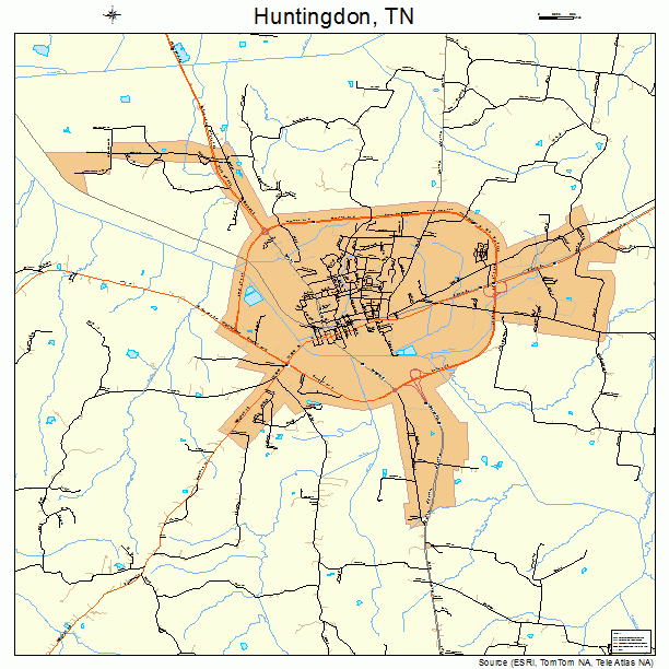 Huntingdon, TN street map