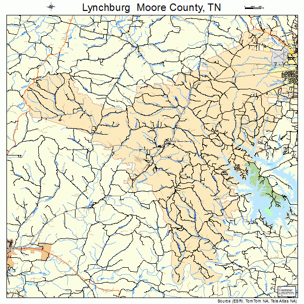 Lynchburg  Moore County, TN street map