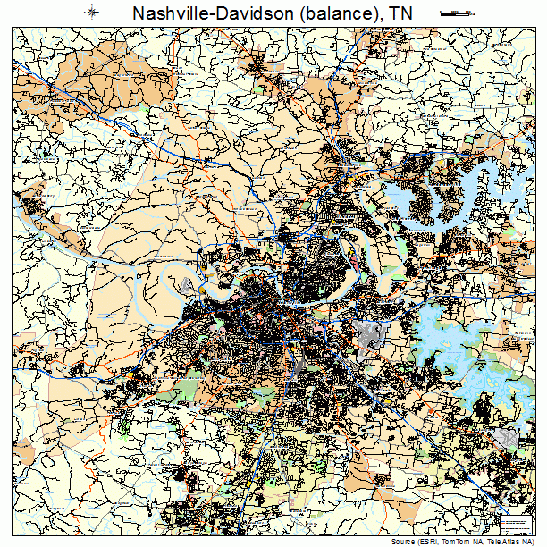 Nashville-Davidson (balance), TN street map
