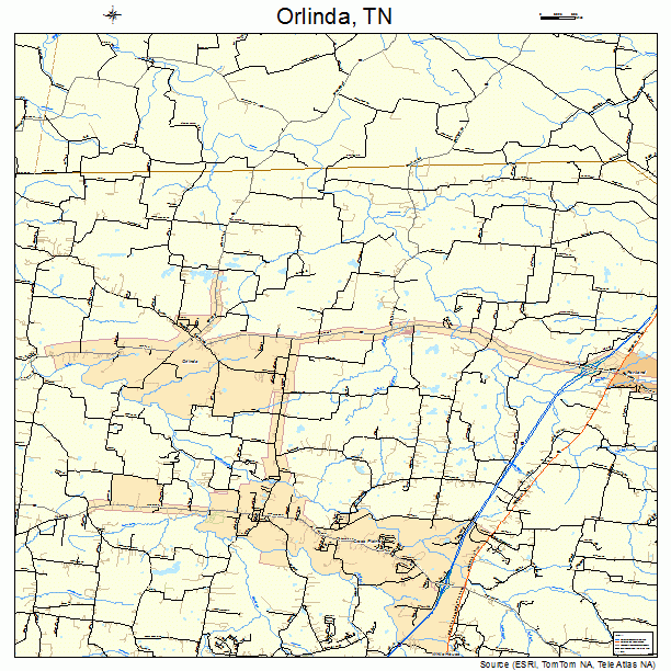 Orlinda, TN street map