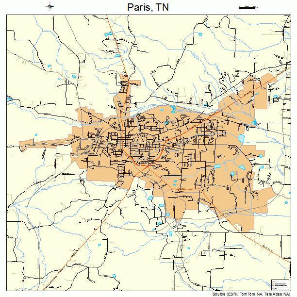 Paris, TN street map