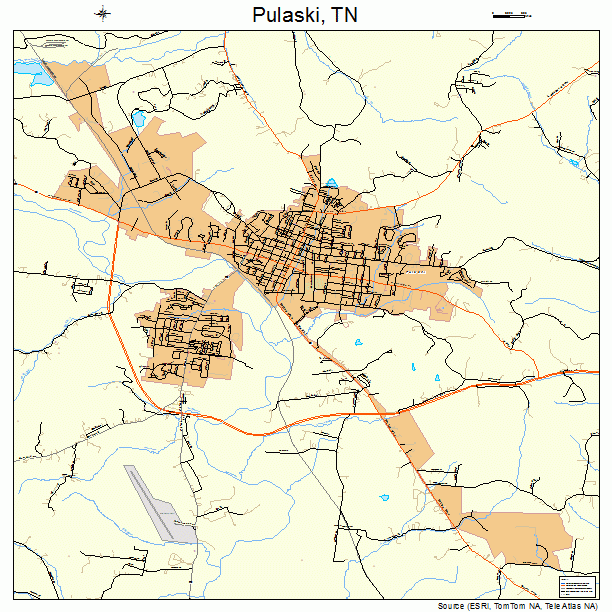 Pulaski, TN street map