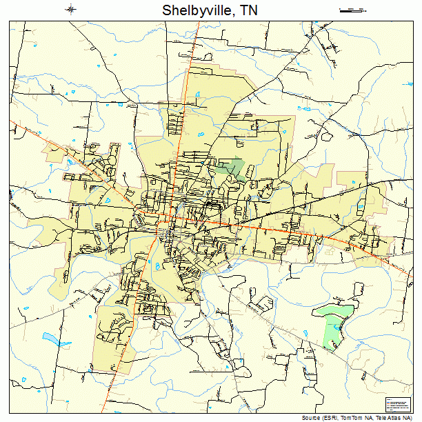 Shelbyville, TN street map