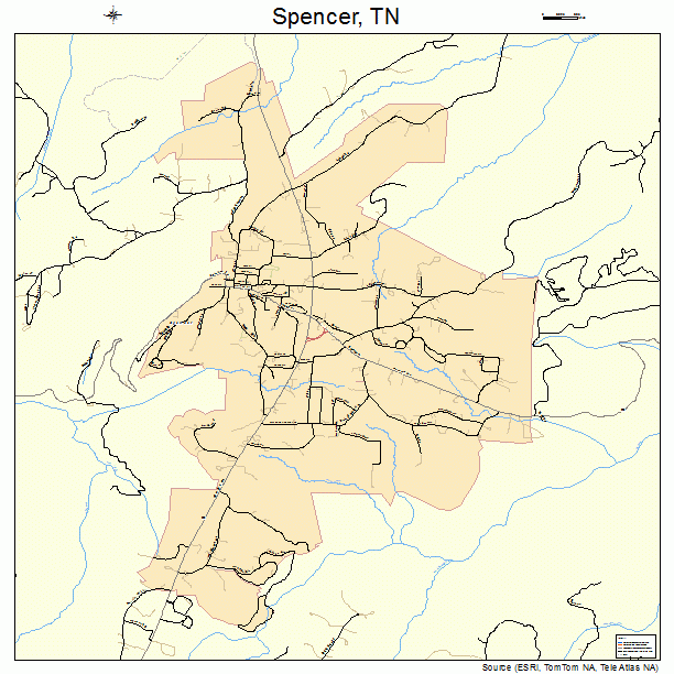 Spencer, TN street map