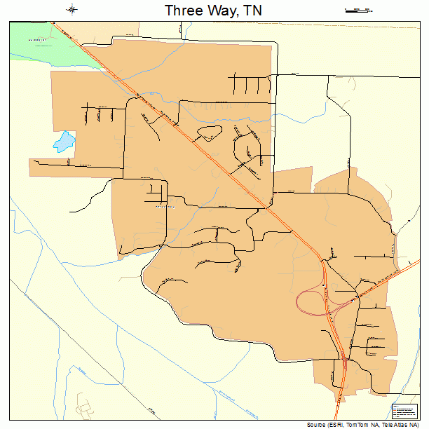 Three Way, TN street map