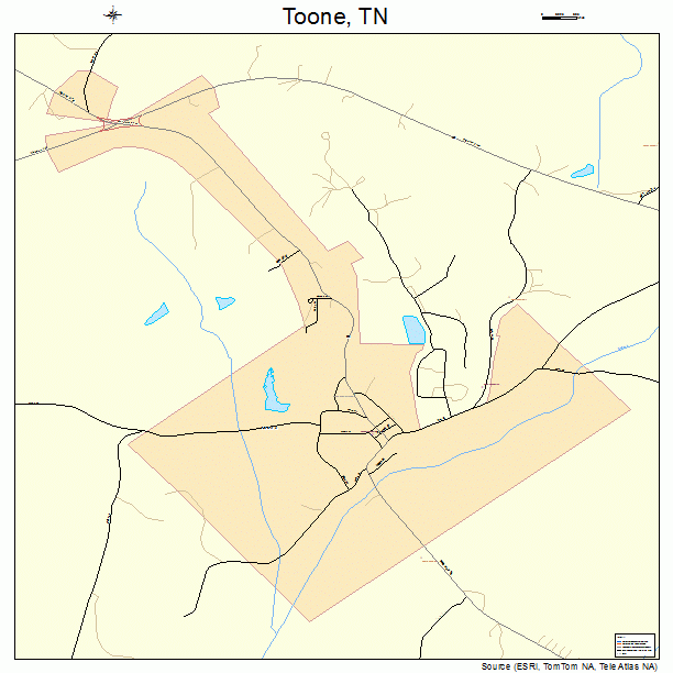 Toone, TN street map