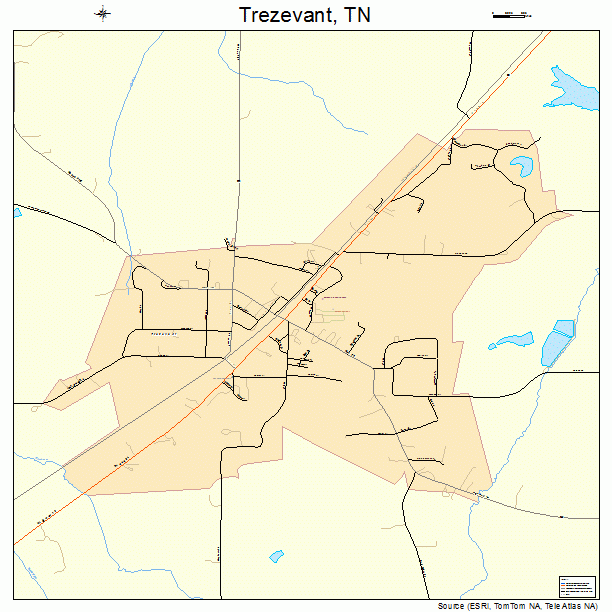 Trezevant, TN street map