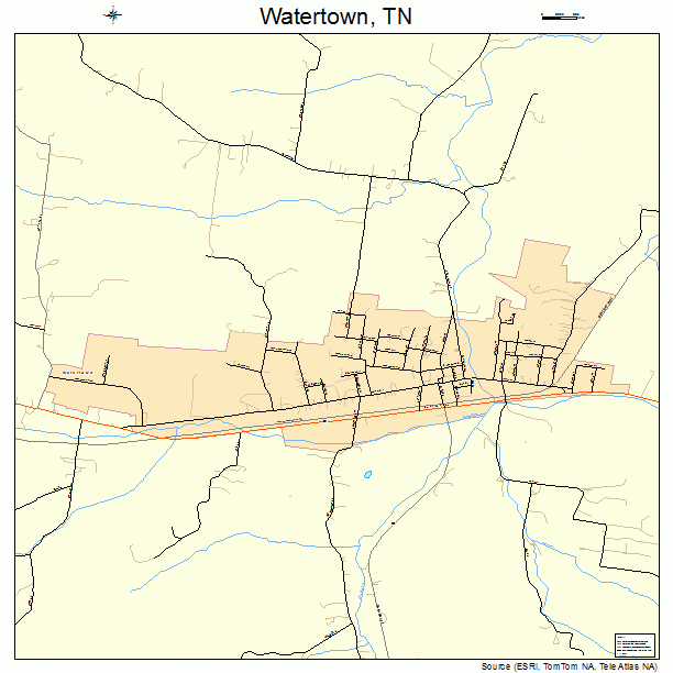 Watertown, TN street map