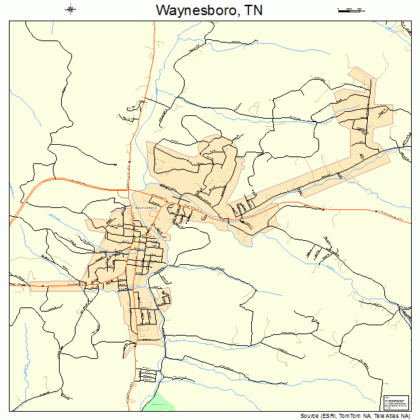 Waynesboro, TN street map