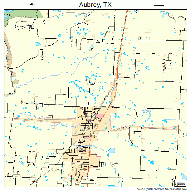 Aubrey, TX street map