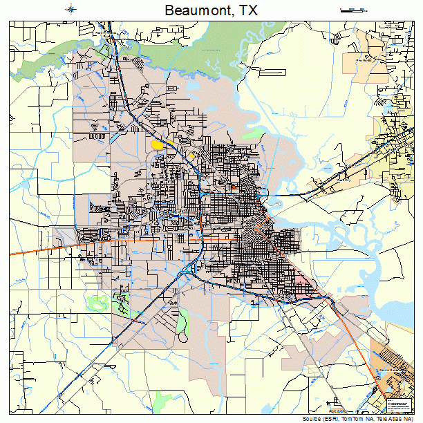 Beaumont, TX street map