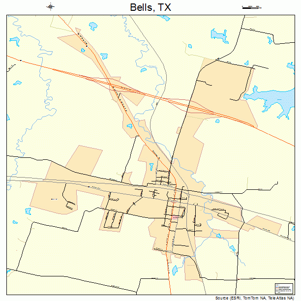 Bells, TX street map