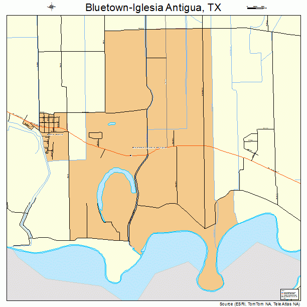 Bluetown-Iglesia Antigua, TX street map